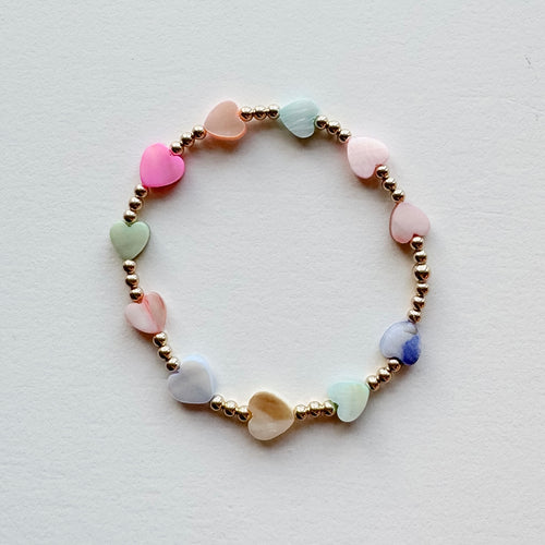 the colorful mother of pearl heart bracelet