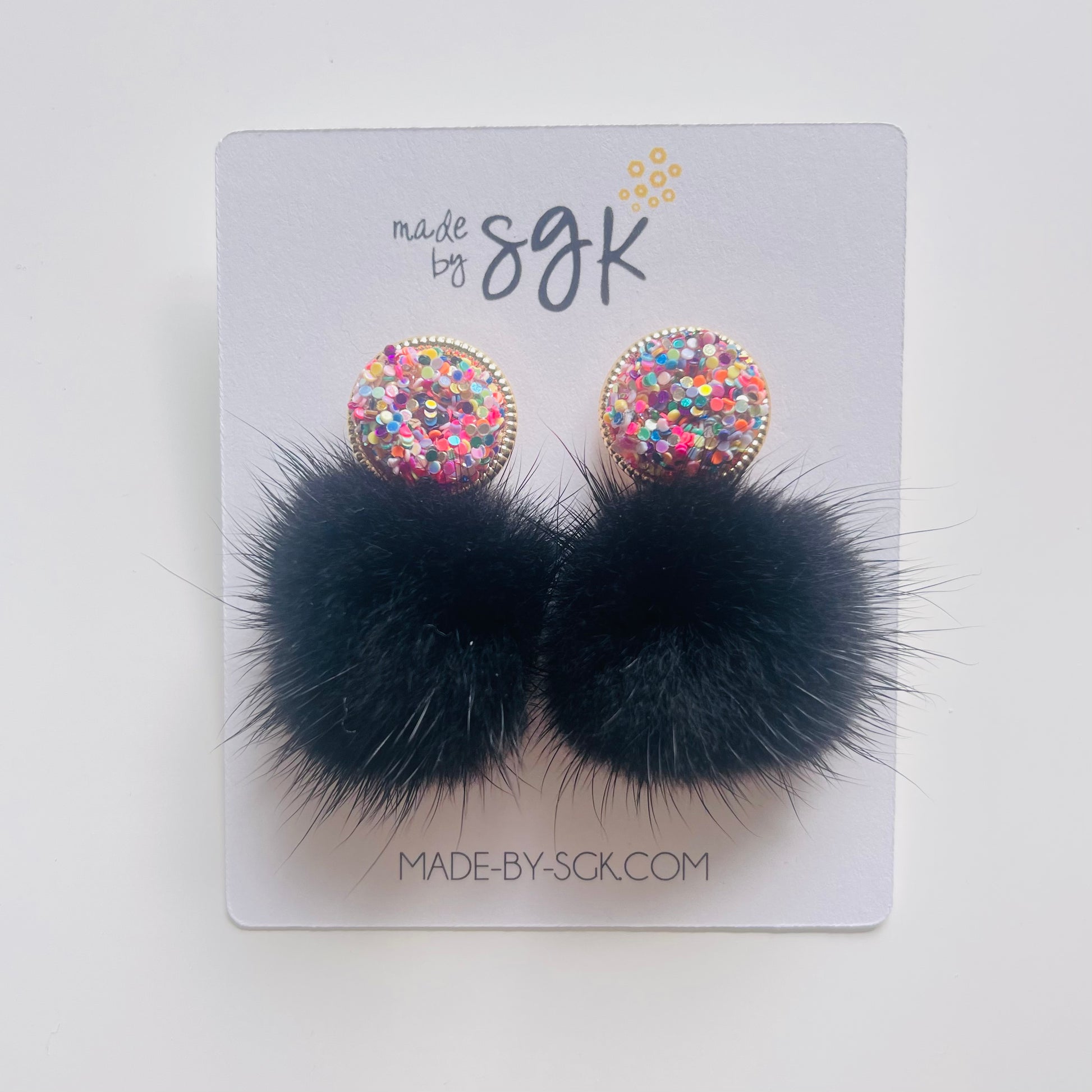 the glitter puff earring