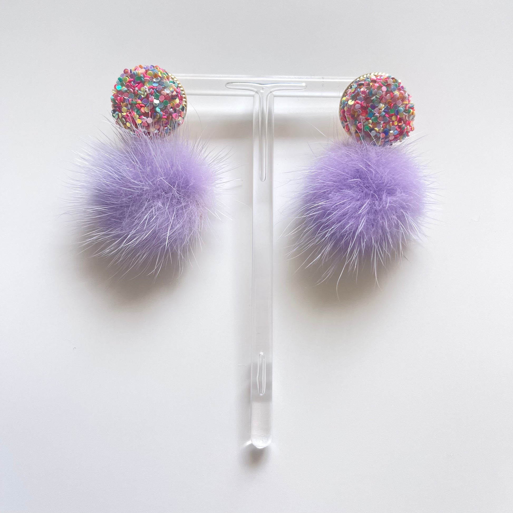 the glitter puff earring