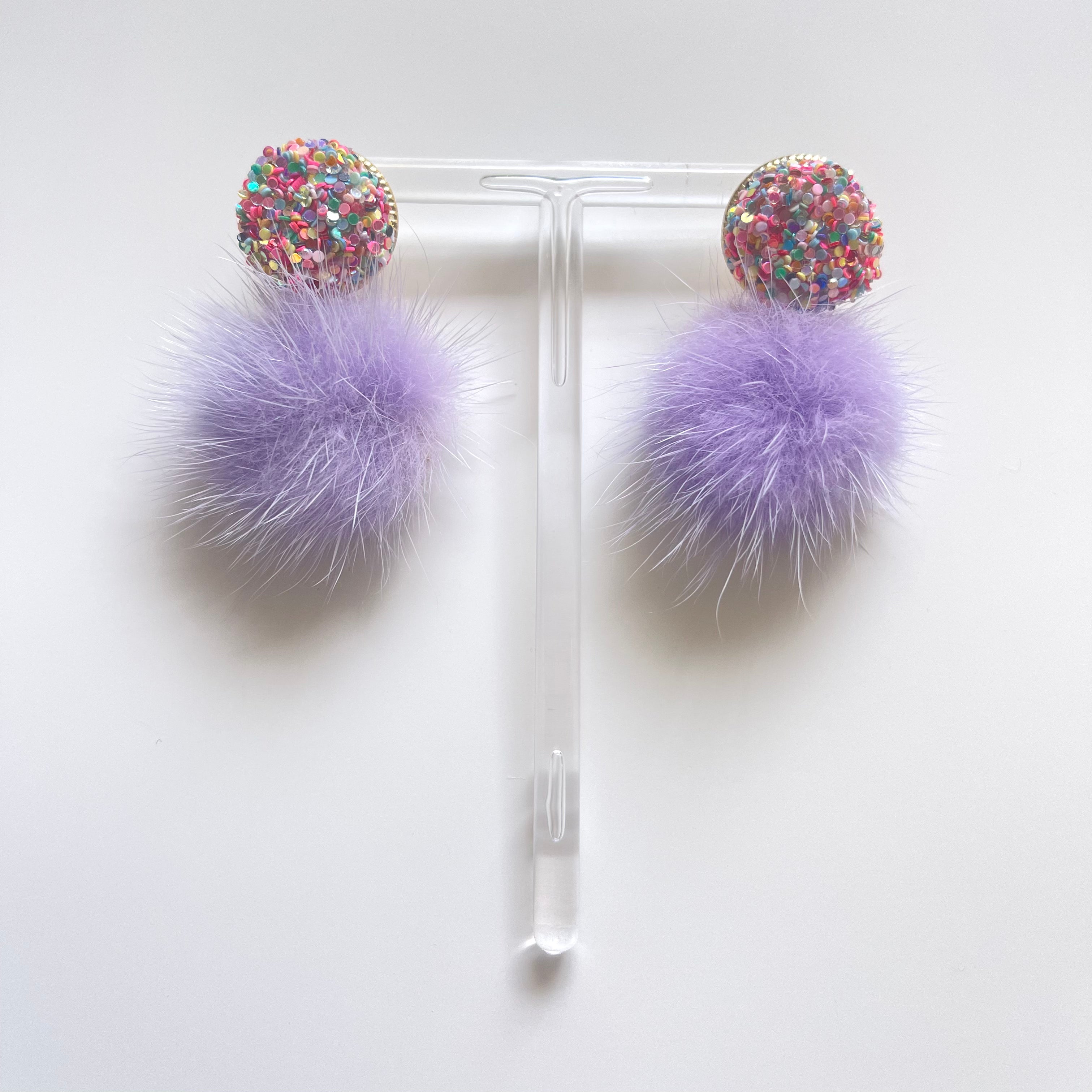 the glitter puff earring