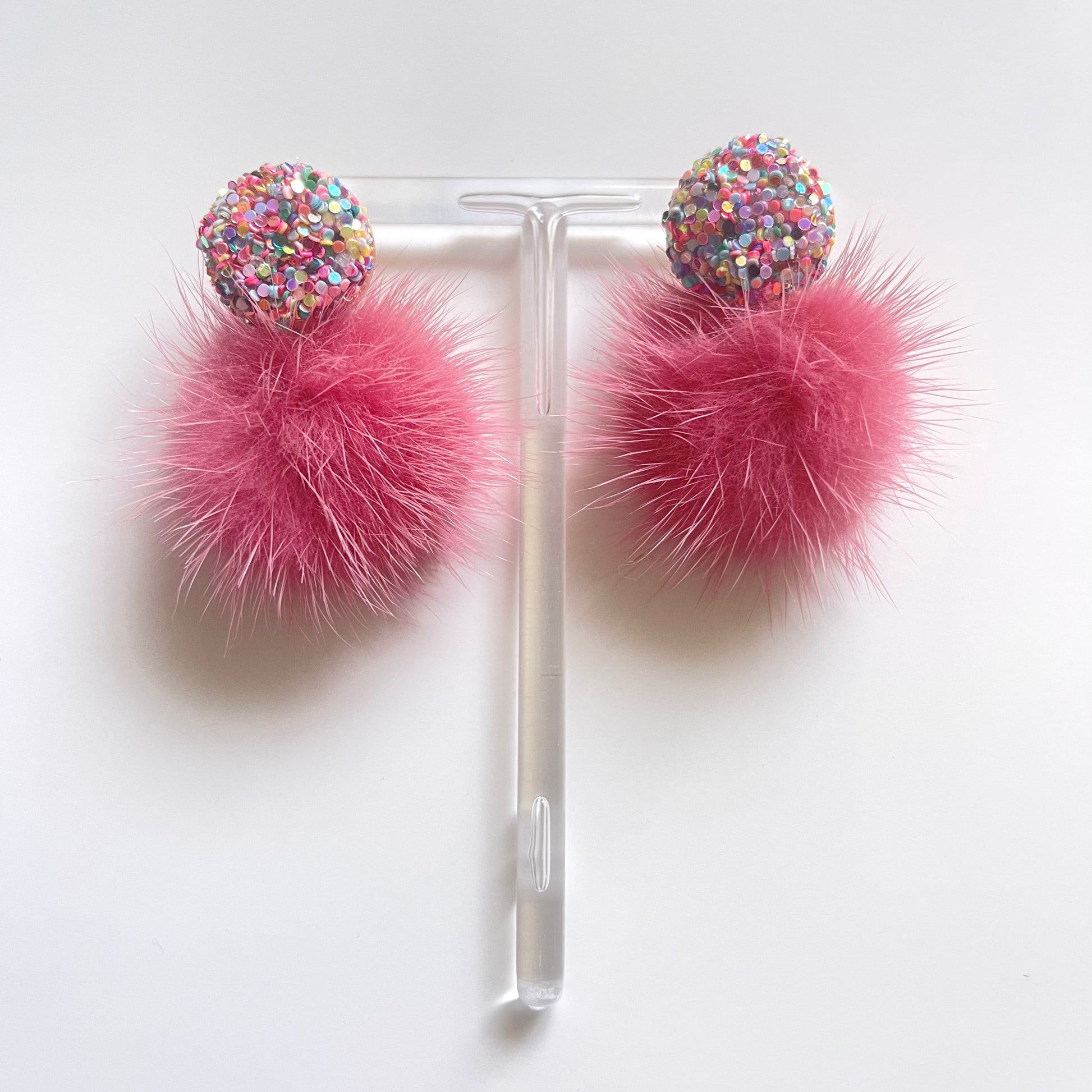 the glitter puff earring