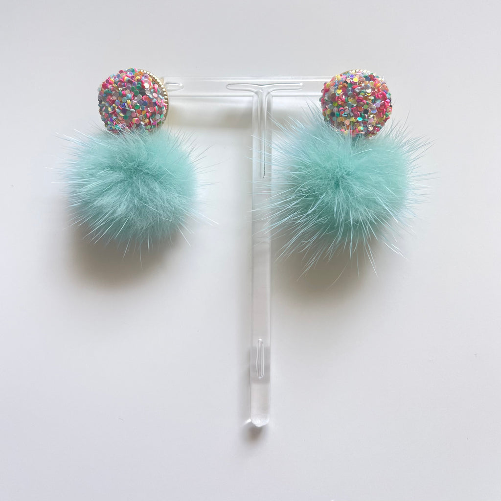 the glitter puff earring