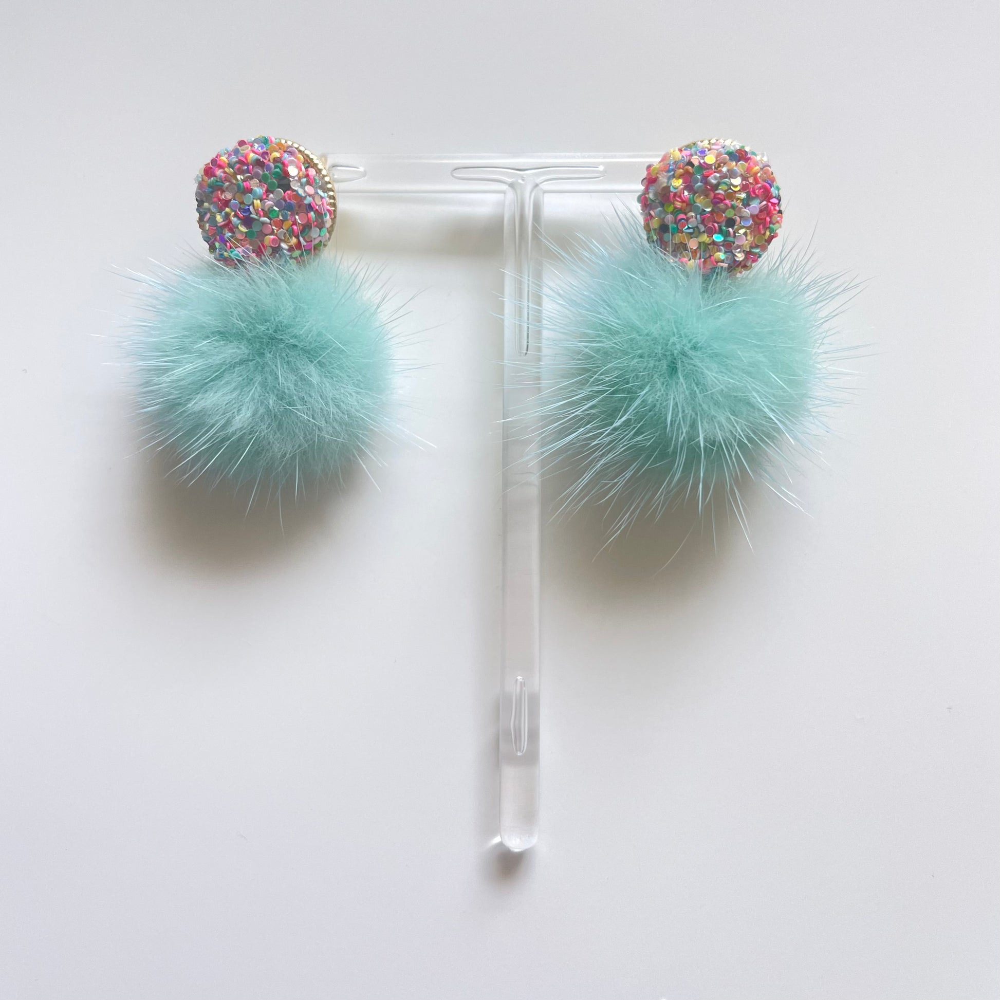 the glitter puff earring