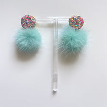 Load image into Gallery viewer, the glitter puff earring